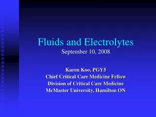 Fluids and Electrolytes September 10, 2008