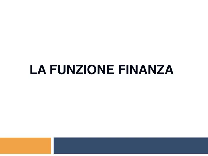 la funzione finanza