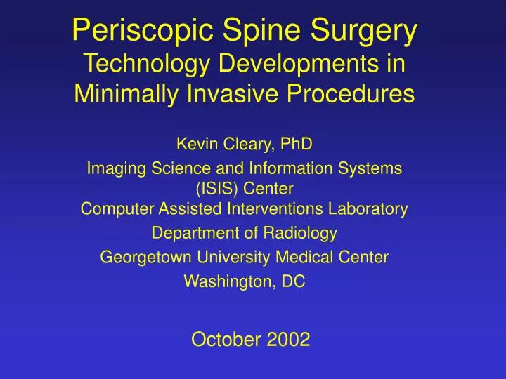 periscopic spine surgery technology developments in minimally invasive procedures