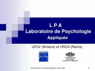 L P A Laboratoire de Psychologie Appliquée