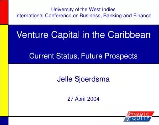 Venture Capital in the Caribbean Current Status, Future Prospects