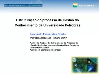 Estruturação do processo de Gestão do Conhecimento da Universidade Petrobras Leonardo Fernandes S