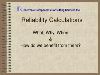 Reliability Calculations
