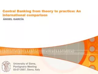 Central Banking from theory to practice: An international comparison