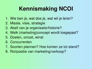 Kennismaking NCOI