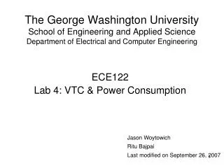 The George Washington University School of Engineering and Applied Science Department of Electrical and Computer Enginee