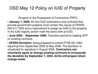 OSD May 12 Policy on IUID of Property