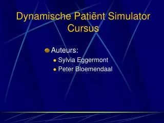 dynamische pati nt simulator cursus