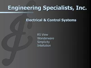 Electrical &amp; Control Systems