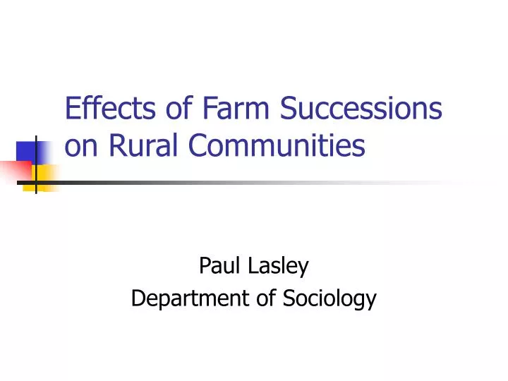 effects of farm successions on rural communities