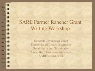 SARE Farmer Rancher Grant Writing Workshop