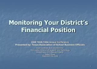 Monitoring Your District’s Financial Position