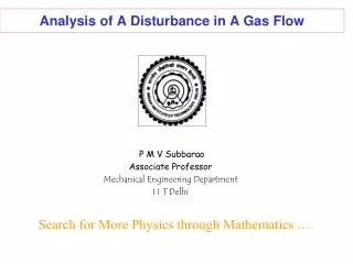 Analysis of A Disturbance in A Gas Flow