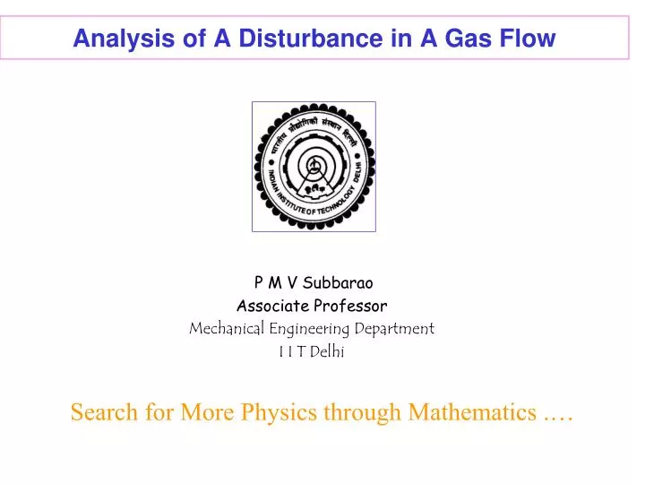 analysis of a disturbance in a gas flow