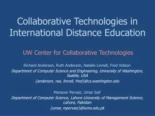 Collaborative Technologies in International Distance Education