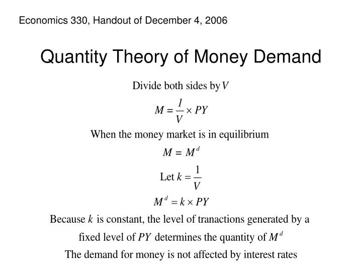 quantity theory of money demand