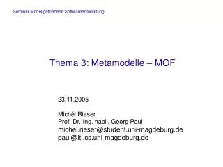 Thema 3: Metamodelle – MOF