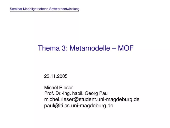 thema 3 metamodelle mof