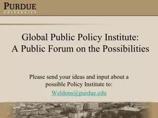 Global Public Policy Institute: A Public Forum on the Possibilities