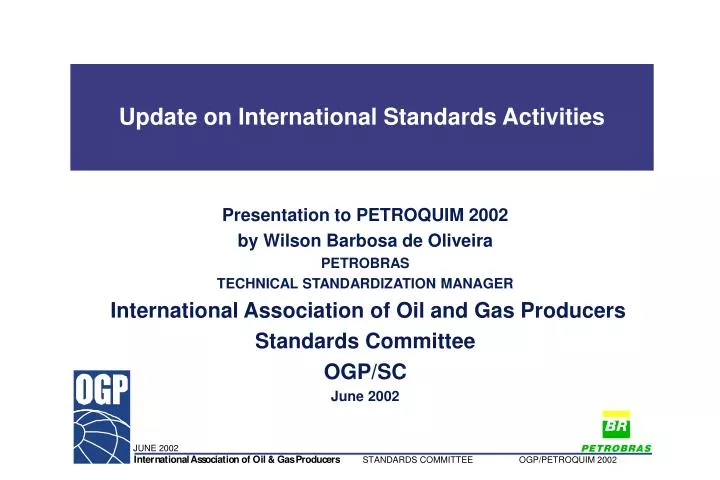 update on international standards activities
