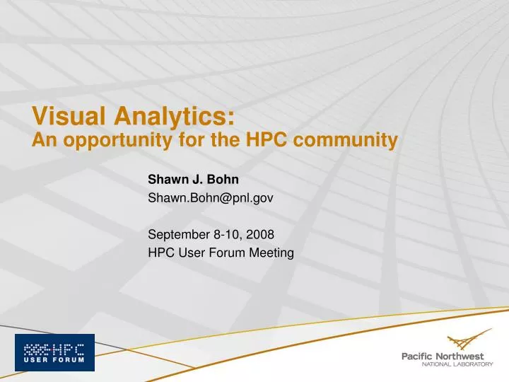 visual analytics an opportunity for the hpc community