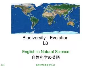 Biodiversity - Evolution L8