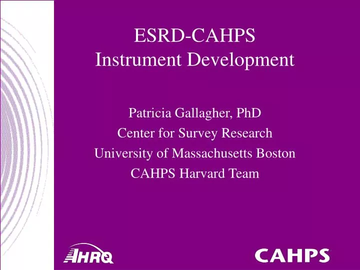 esrd cahps instrument development
