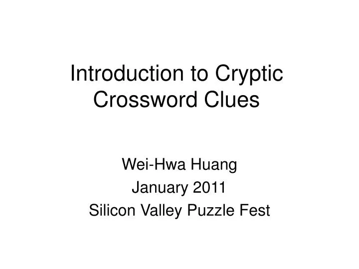 introduction to cryptic crossword clues