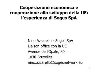 Cooperazione economica e cooperazione allo sviluppo della UE: l’esperienza di Soges SpA