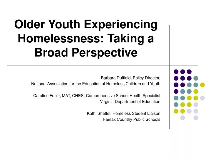 older youth experiencing homelessness taking a broad perspective