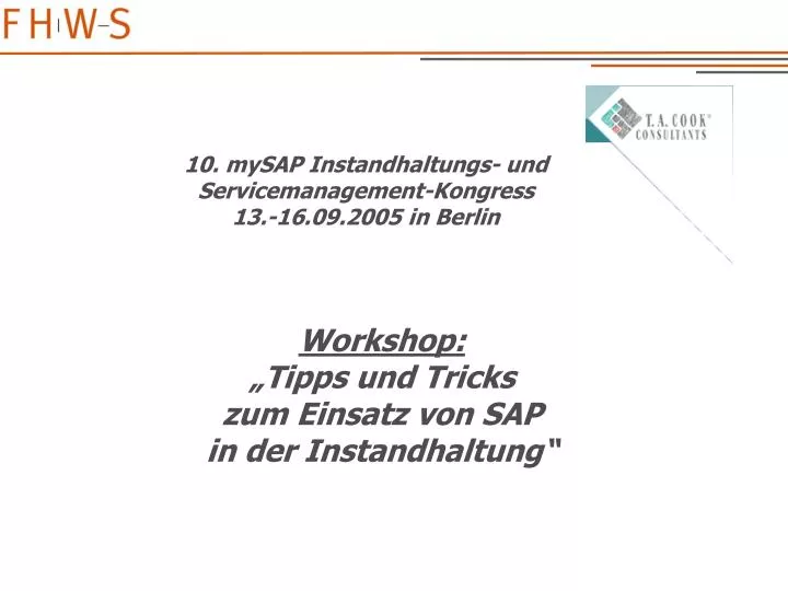 workshop tipps und tricks zum einsatz von sap in der instandhaltung