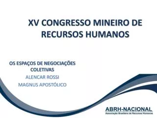 XV CONGRESSO MINEIRO DE RECURSOS HUMANOS