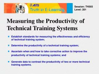 Measuring the Productivity of Technical Training Systems