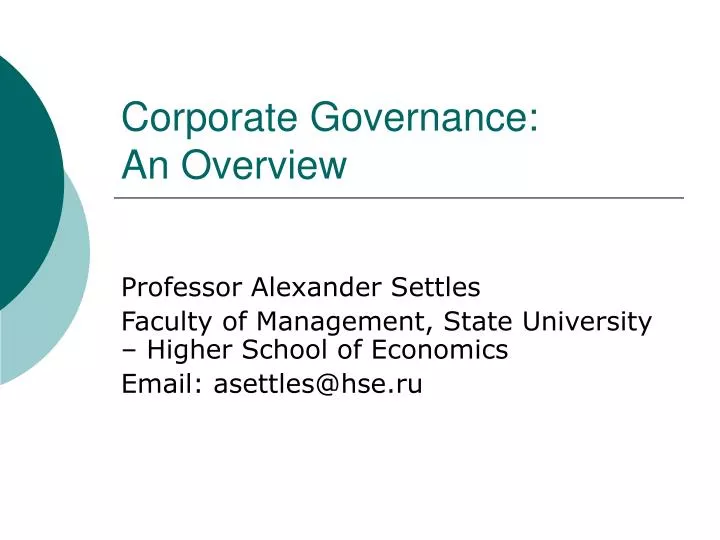 corporate governance an overview