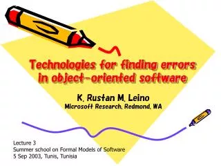 Technologies for finding errors in object-oriented software