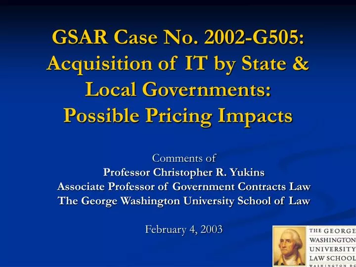 gsar case no 2002 g505 acquisition of it by state local governments possible pricing impacts