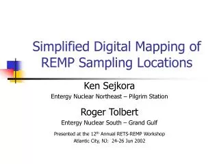 Simplified Digital Mapping of REMP Sampling Locations