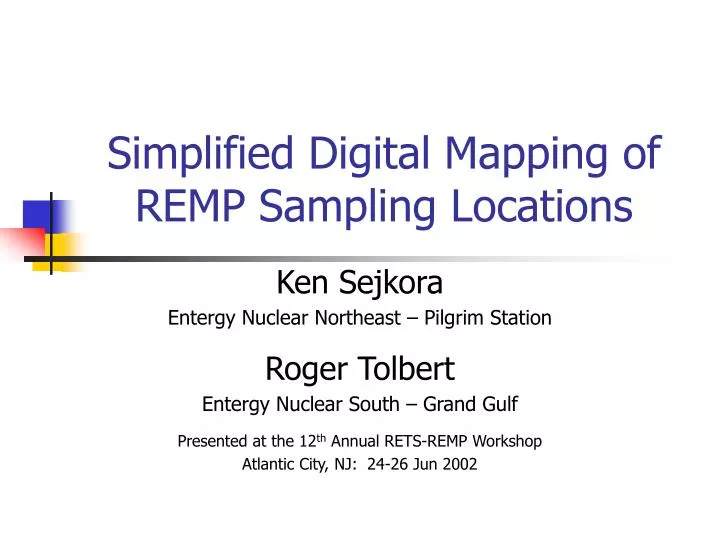 simplified digital mapping of remp sampling locations