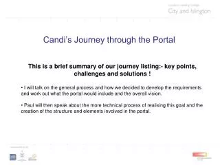 Candi’s Journey through the Portal