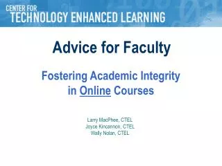 Fostering Academic Integrity in Online Courses