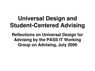 Universal Design and Student-Centered Advising
