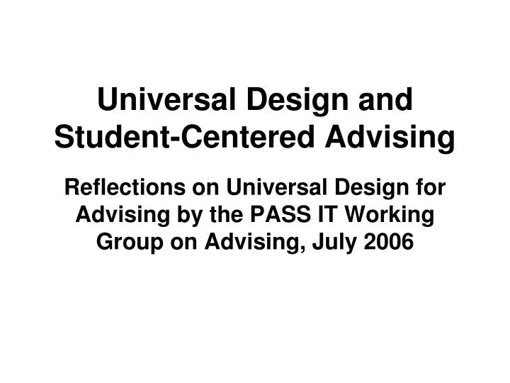 universal design and student centered advising