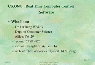 CS3369:	Real Time Computer Control Software