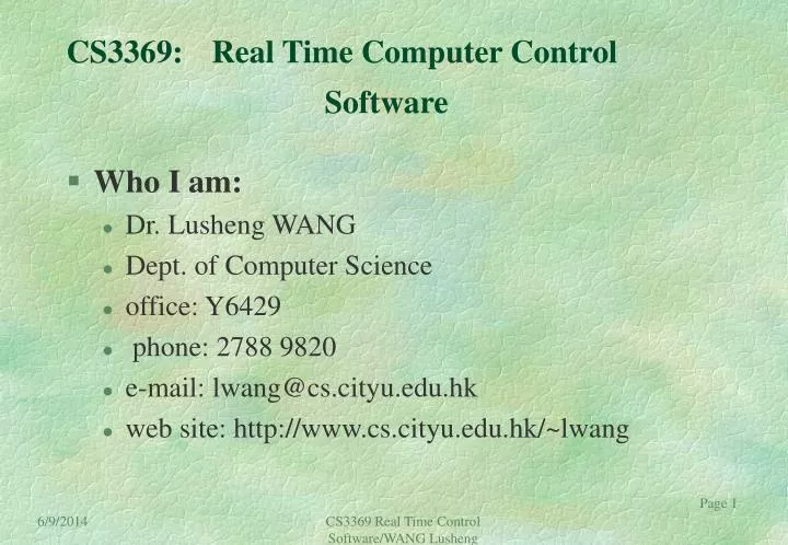 cs3369 real time computer control software