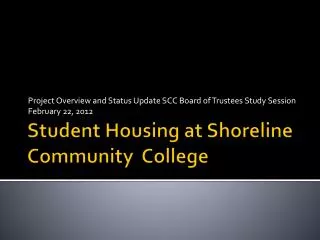 Student Housing at Shoreline Community College