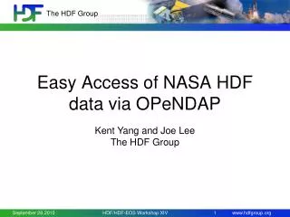 Easy Access of NASA HDF data via OPeNDAP
