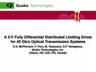 A 3-V Fully Differential Distributed Limiting Driver for 40 Gb/s Optical Transmission Systems