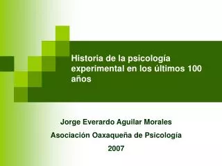 historia de la psicolog a experimental en los ltimos 100 a os