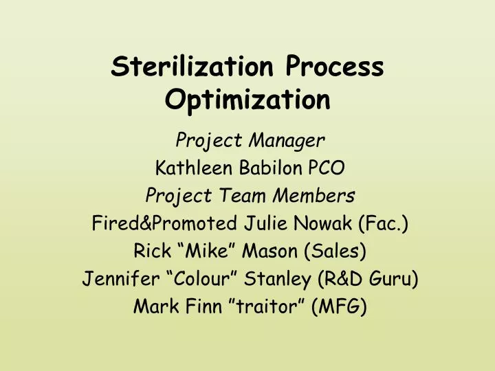 sterilization process optimization