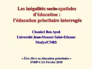 les in galit s socio spatiales d ducation l ducation prioritaire interrog e